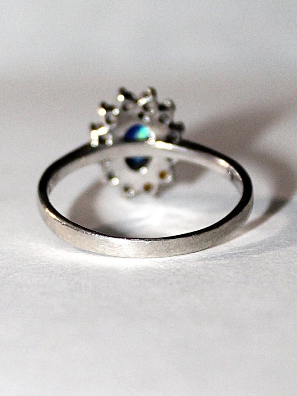 Sterling Silver Faux Opal Cubic Zirconia Ring SZ 8 - Picture 3 of 6